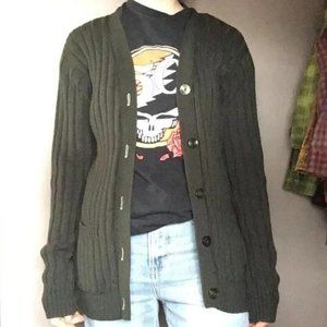 olive green cardigan